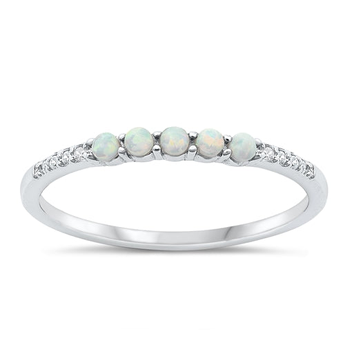 Lhr1510559White Opal Sterling Silver Ring Lab Opal Band