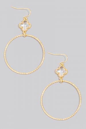 Lhe91751 Fashion Earring Clover Hoop