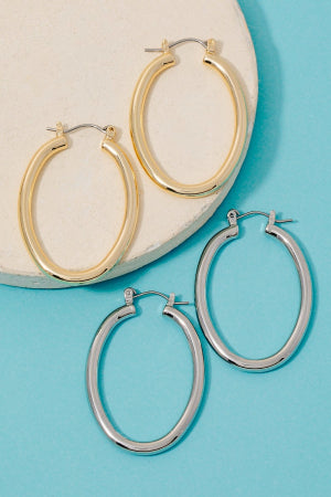 Lhe184309 Fashion Hoop Earring 14kt Gold Dipped Available in Silver or Gold