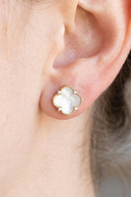 Load image into Gallery viewer, Lhe19979 Fashion Clover Earring Black/White Gold Dipped Cz