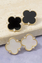 Load image into Gallery viewer, Lhe19979 Fashion Clover Earring Black/White Gold Dipped Cz