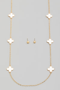 Lhn23089White Fashion Necklace White Clover