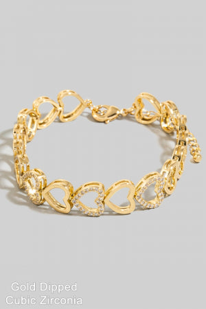 Lhb92484 Fashion Gold Dipped Heart Crystal Bracelet