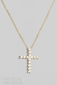 Lhn925230 Fashion Cz Cross Necklace 2 colors silver/gold