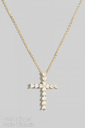 Lhn925230 Fashion Cz Cross Necklace 2 colors silver/gold
