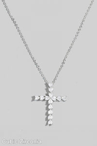 Lhn925230 Fashion Cz Cross Necklace 2 colors silver/gold