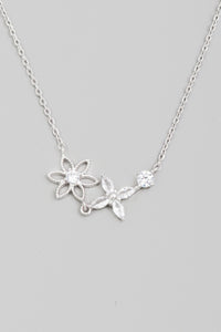 Lhn72819G Fashion Necklace Flowers Gold & Silver