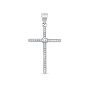 Lhp3105209 Sterling Silver Cz Cross + 18'' Chain