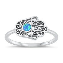 Load image into Gallery viewer, Lhr1316879 Tq .Sterling Silver Hamsa Ring 4 Available Colors sizes 5-10