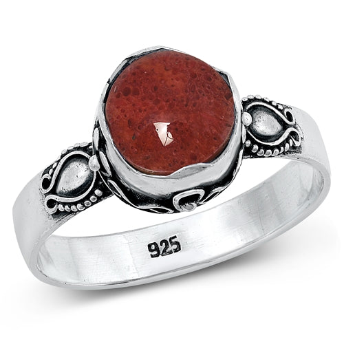 Lhr318409 Sterling Silver Ring Real Carnelian Stone