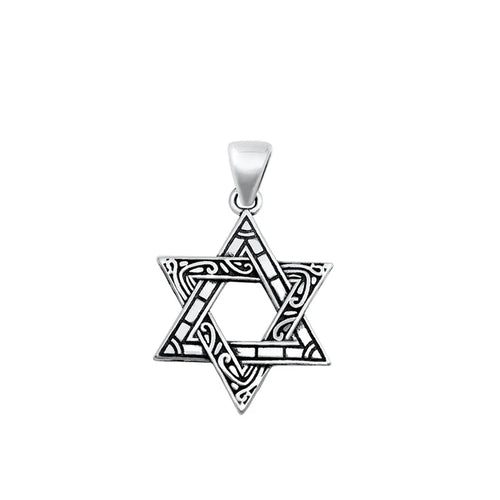 Lhp3487549 Sterling Silver Star of David Artistic  Design + 18'' Chain