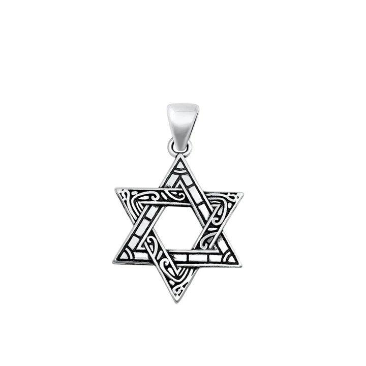 Lhp3487549 Sterling Silver Star of David Artistic  Design + 18'' Chain