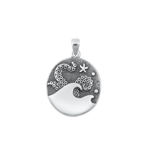Lhp3490399 Sterling Silver Necklace Aquatic Octopus And Wave  18'' chain