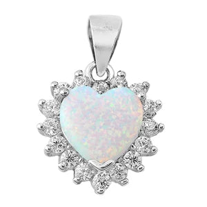 Lhp3508419 Sterling Silver Heart Lab Opal Necklace 18'' Chain