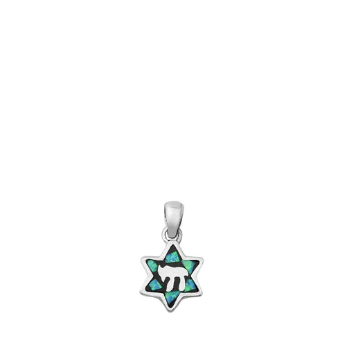 Lhp3510589 Sterling Silver Star of David  Chai Necklace 18'' Chain