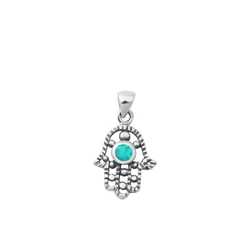 Lhp3511759 Sterling Silver Pendant Hamsa Lab Opal 18'' chain