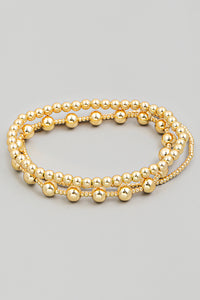 Lhb03549 Fashion Bracelet 3 Multi Gold Beads