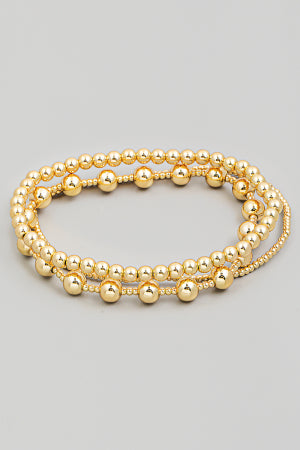 Lhb03549 Fashion Bracelet 3 Multi Gold Beads