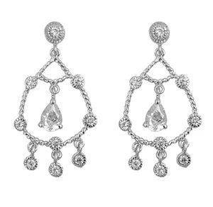 Lhe4105309 Sterling Silver Earring Tear Drop Vintage Chandelier Cz