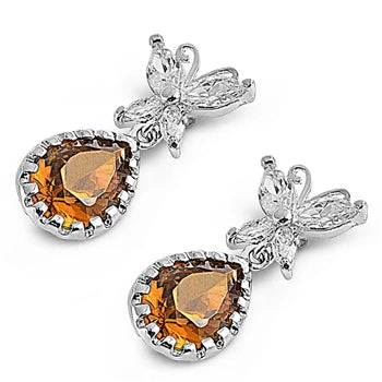 Lhe4108159 Sterling Silver Butterfly Cz Champagne Tear Drop Cz OUT OF STOCK