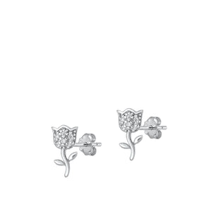 lhe4116619 Sterling Silver Tulip Flower Earring