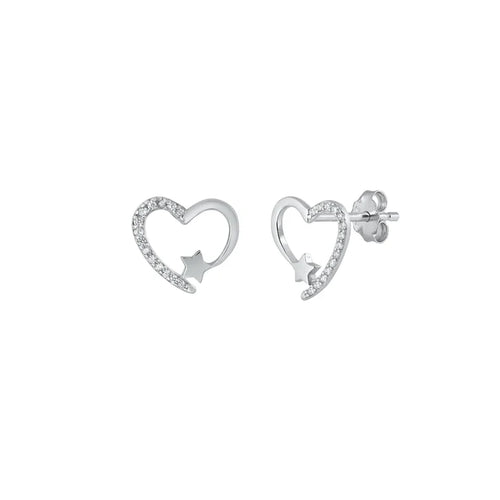 Lhe4116789 Sterling Silver Heart & Star Cz Earring