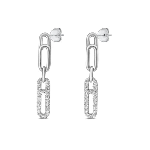 Lhe4116849 Sterling Silver Cz Drop Paper Clip Design Earring