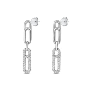 Lhe4116849 Sterling Silver Cz Drop Paper Clip Design Earring