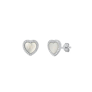 Lhe41116859 Sterling Silver Mother of Pearl Heart Earring