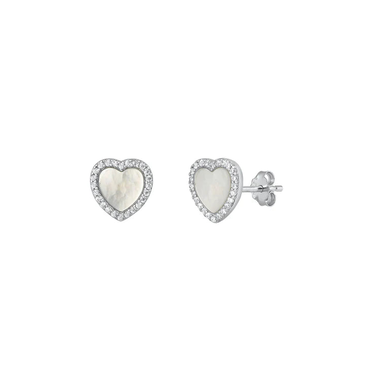 Lhe41116859 Sterling Silver Mother of Pearl Heart Earring