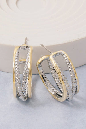 Lhe42429 Fashion Hoop Earring Two Tone