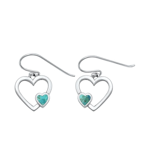 Lhe4308199 Sterling Silver Heart Dangle Earring Real Turquoise Stone