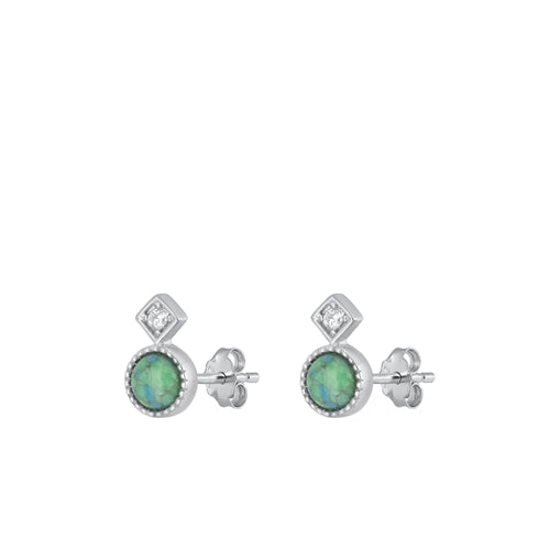 Lhe9430838 Sterling Silver Earring Real Turquoise & Cz