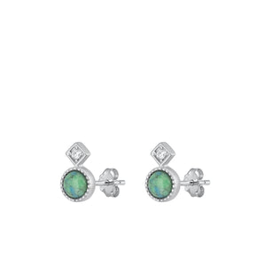 Lhe9430838 Sterling Silver Earring Real Turquoise & Cz