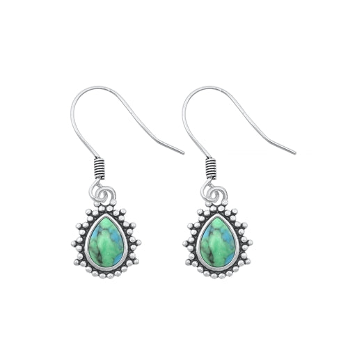 Lhe4308509 Sterling Silver Genuine Turquoise Bali Style Earring