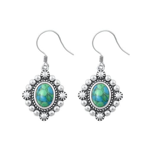 Lhe4308639 Sterling Silver Drop Real Stone Turquoise