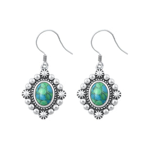 Lhe4308639 Sterling Silver Drop Real Stone Turquoise