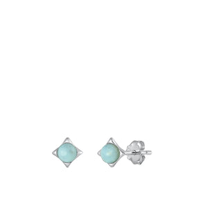 Lhe4511639 Sterling Silver  Larimar Round Stone Earring