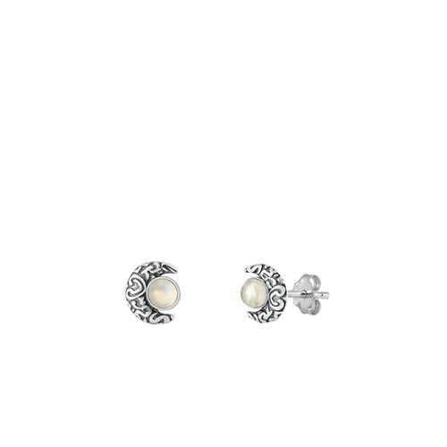 Lhe451164 Sterling Silver Moonstone Earring Half Moon