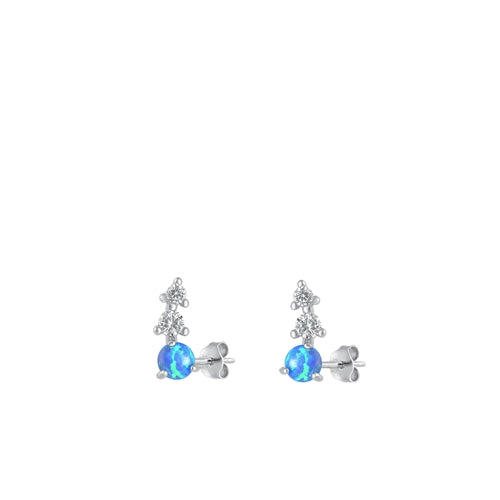 Lhe9451119BO Sterling Silver Blue Lab Opal Earring