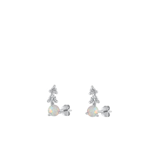 Lhe9451119WO Sterling Silver Earring White Lab Opal