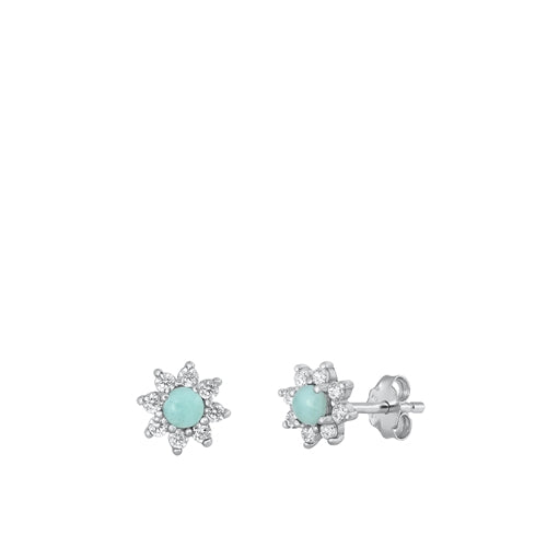 Lhe4512259Lar  Sterling Silver Flower Earring Real Larimar Stone