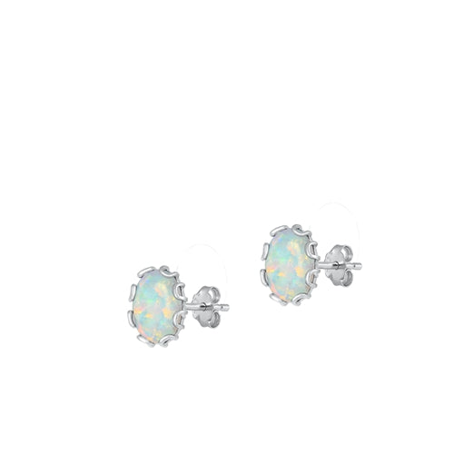 Lhe4512369 Sterling Silver Earring Oval Lab Opal