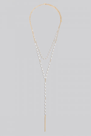 Lhn94609 Fashion Y Necklace Faceted Beads 2 Colors