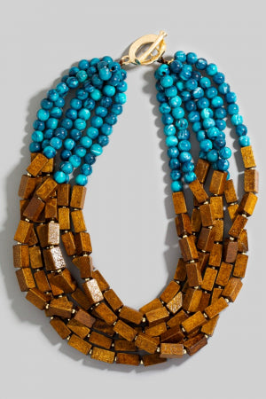 Lhn48389 Fashion Necklace Wood & Beads