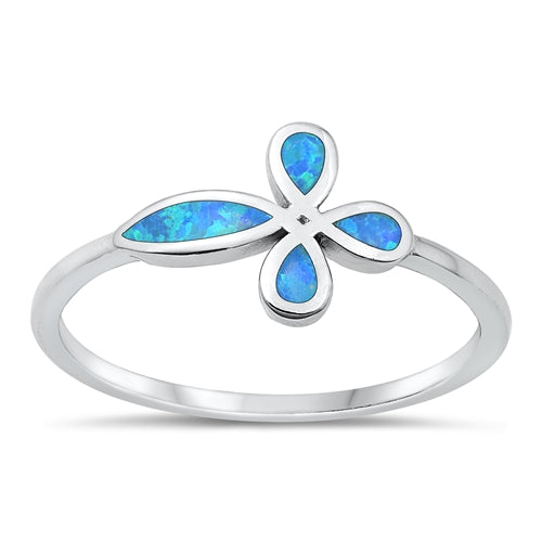 Lhr1510529 Sterling Silver Cross Ring Blue Lab Opal