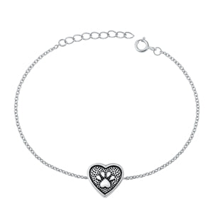 Lhb5105319 Sterling Silver Bracelet Heart & Paw Pring