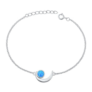 Lhb510539 Sterling Silver Bracelet Blue Lab Opal & Moon