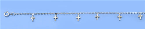 Lhb5106359 Sterling Silver Cross Bracelet Cz Charms