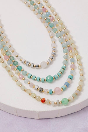 Lhn52589 Fashion Necklace Semi Precious Stones Assorted Colors